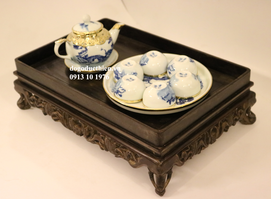 KHAY TRÀ ĐẸP - GỖ TRẮC CHẠM CHÂN VOI HIẾM LẠ ĐỘC ĐÁO